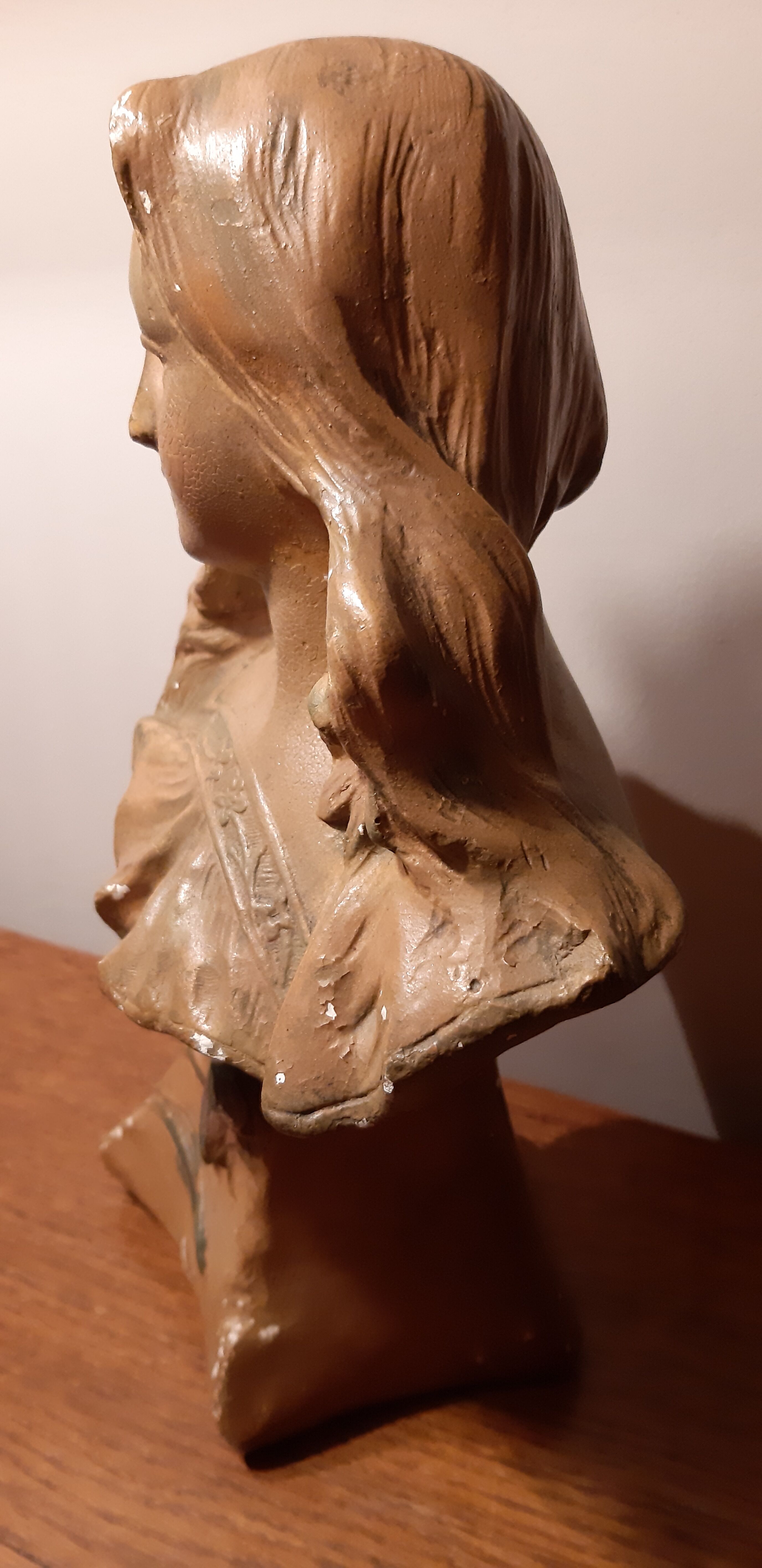 Bust in old plaster 1900 Art Nouveau signed Hochoch