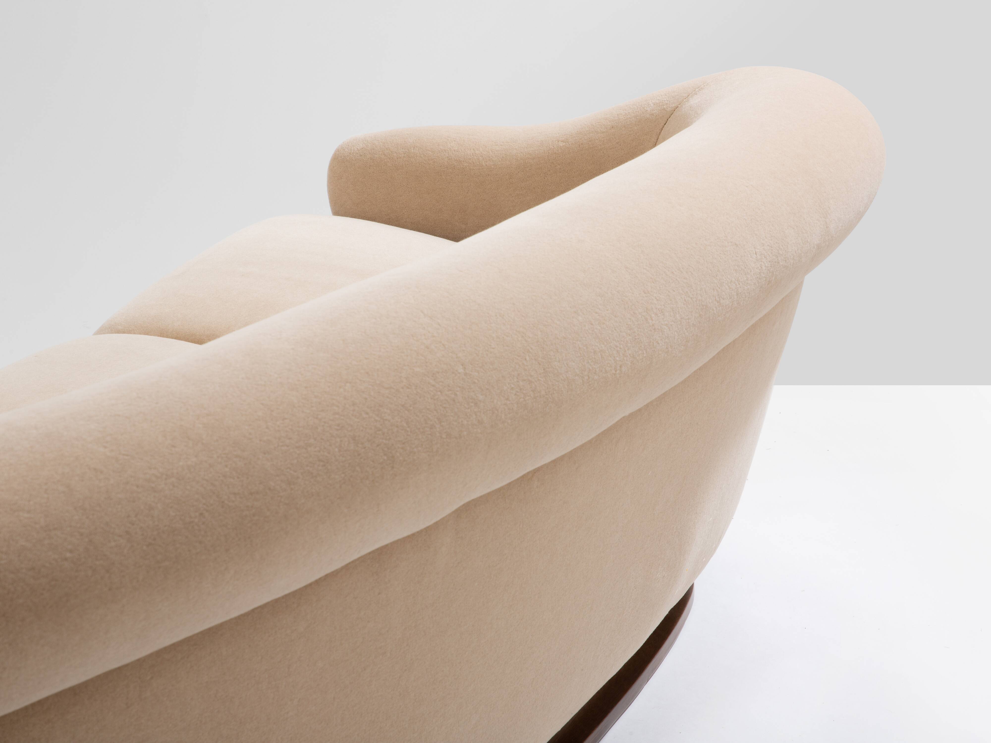 Walnut and mohair velvet sofa by Isa Bergamo, 1940s