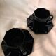 Set of 2 arcoroc black glass coffee cups with underplates