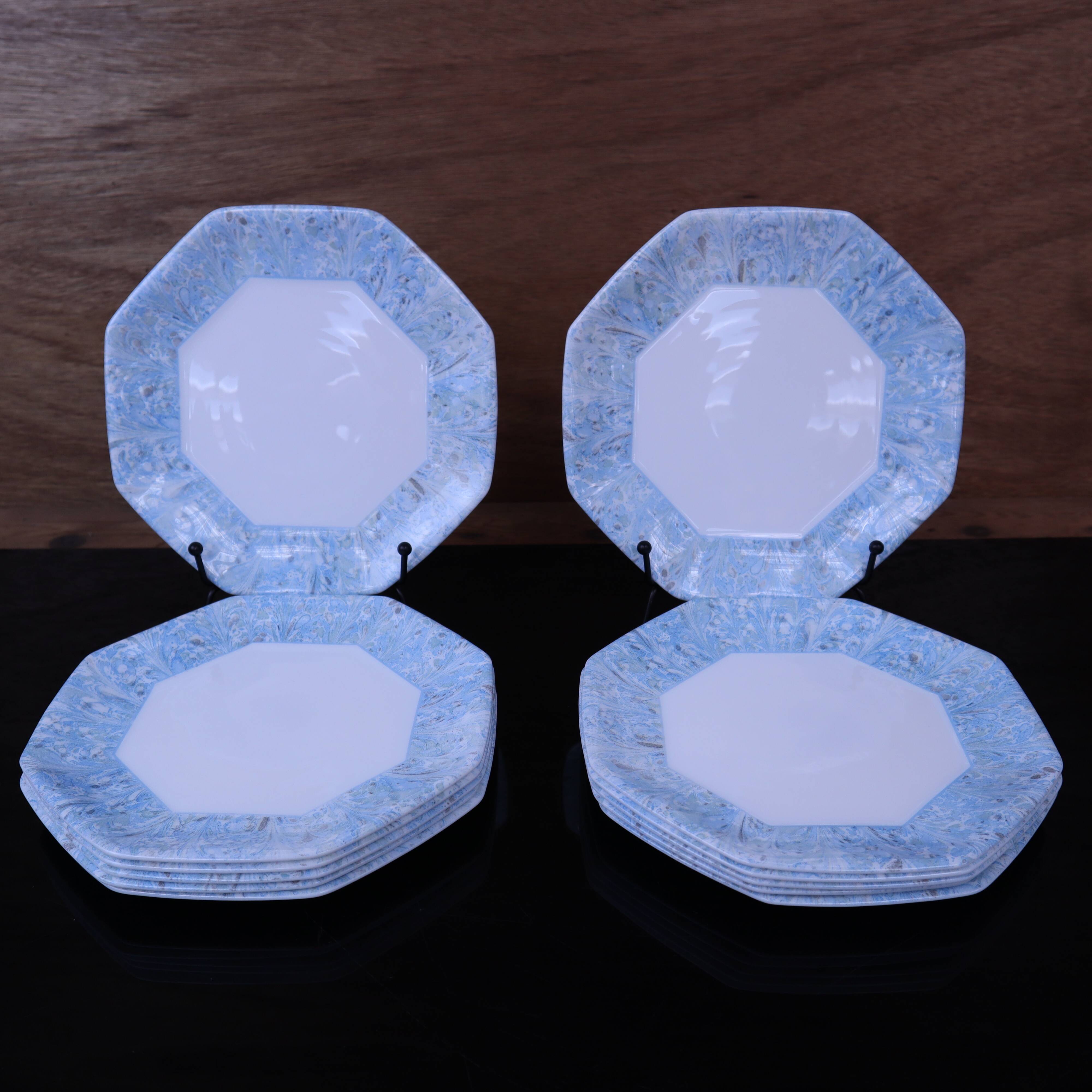 6 vintage octagonal dessert plates Arcopal