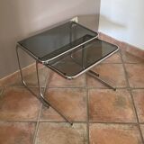 Set of 3 vintage nesting tables. 1970.