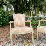 Jean Paul-françois Paire De Fauteuils En Bois Laqué D’époque Louis XVI XVIII Eme Siècle