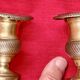 Pair of 19th-century restoration candlesticks in guilloché bronze - H 27 cm