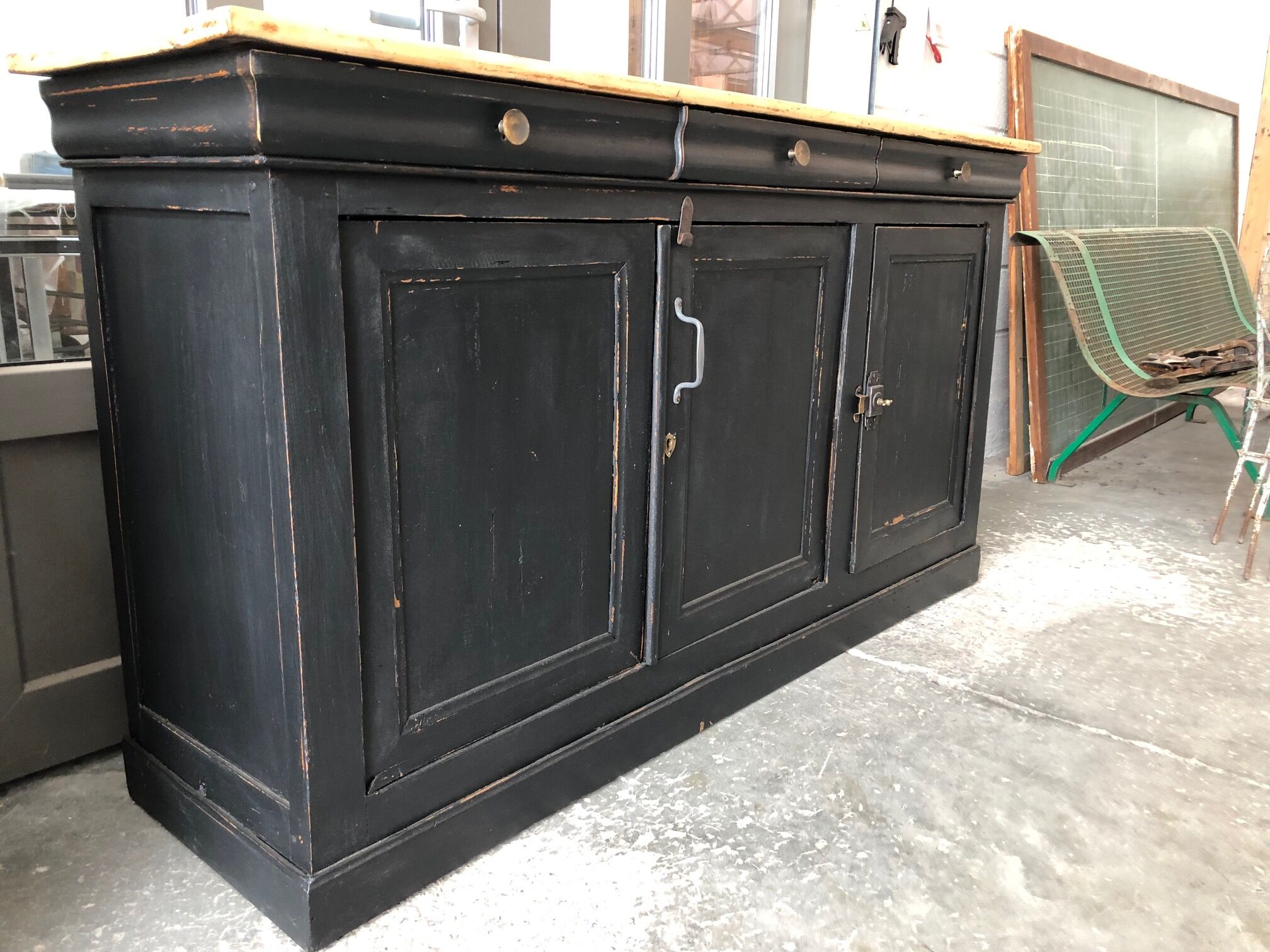 Old buffet patinated 3 doors