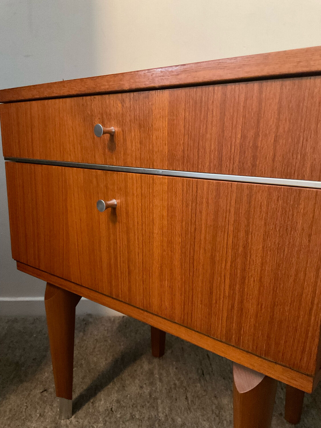 Pair of Scandinavian bedside tables from the 60s in teak