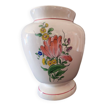 vase in faience Lunéville kg reverberating flowers vintage d11 h15 cm