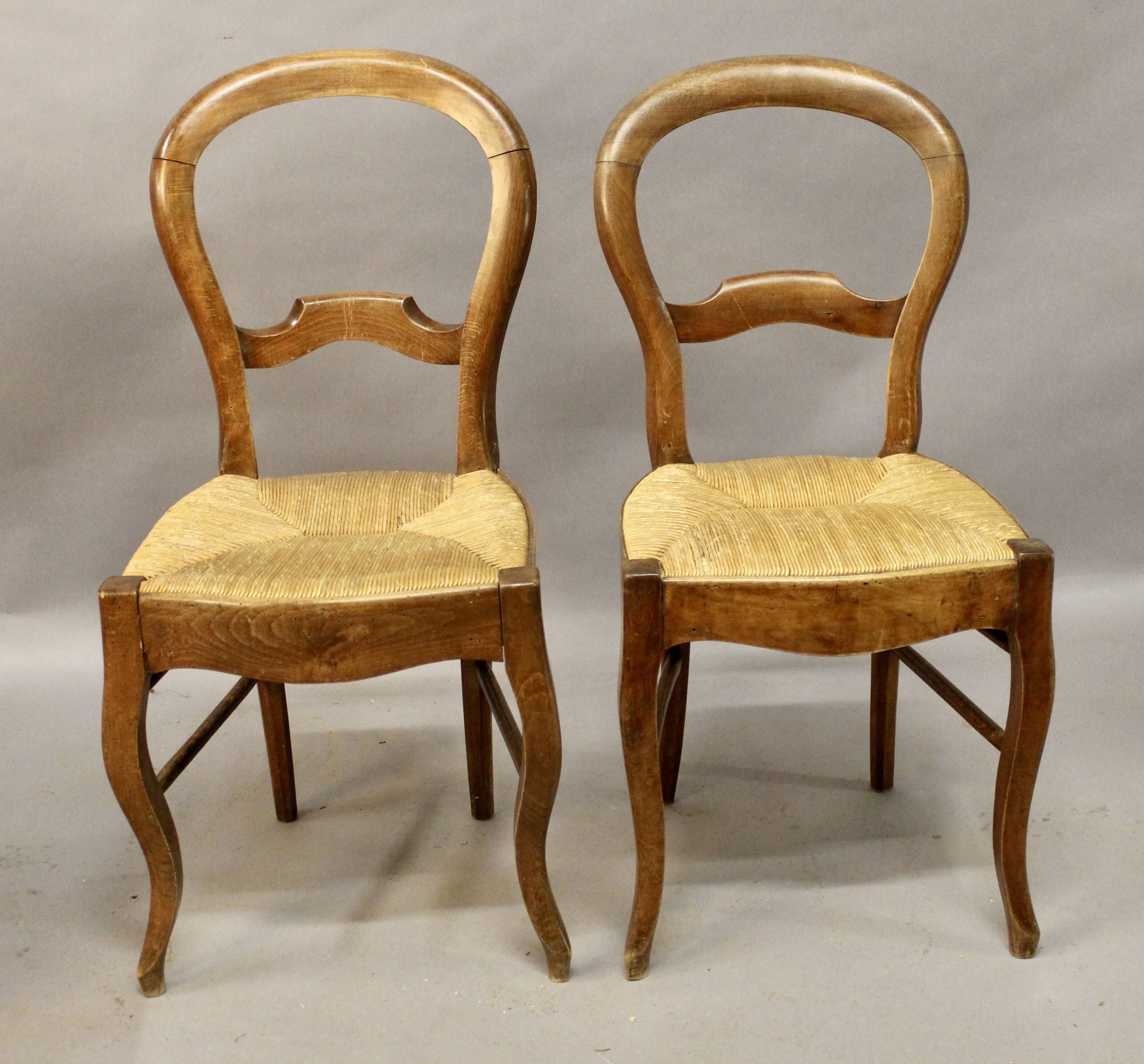 Set of 4 Louis Philippe straw chairs