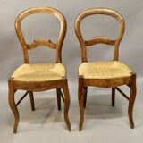 Set of 4 Louis Philippe straw chairs