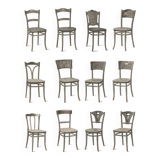 Thonet Dining Room Chairs With Webbing model 107 set of 6, early 1900s