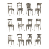 Thonet Dining Room Chairs With Webbing model 107 set of 6, early 1900s
