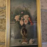 Oil on canvas with bouquet