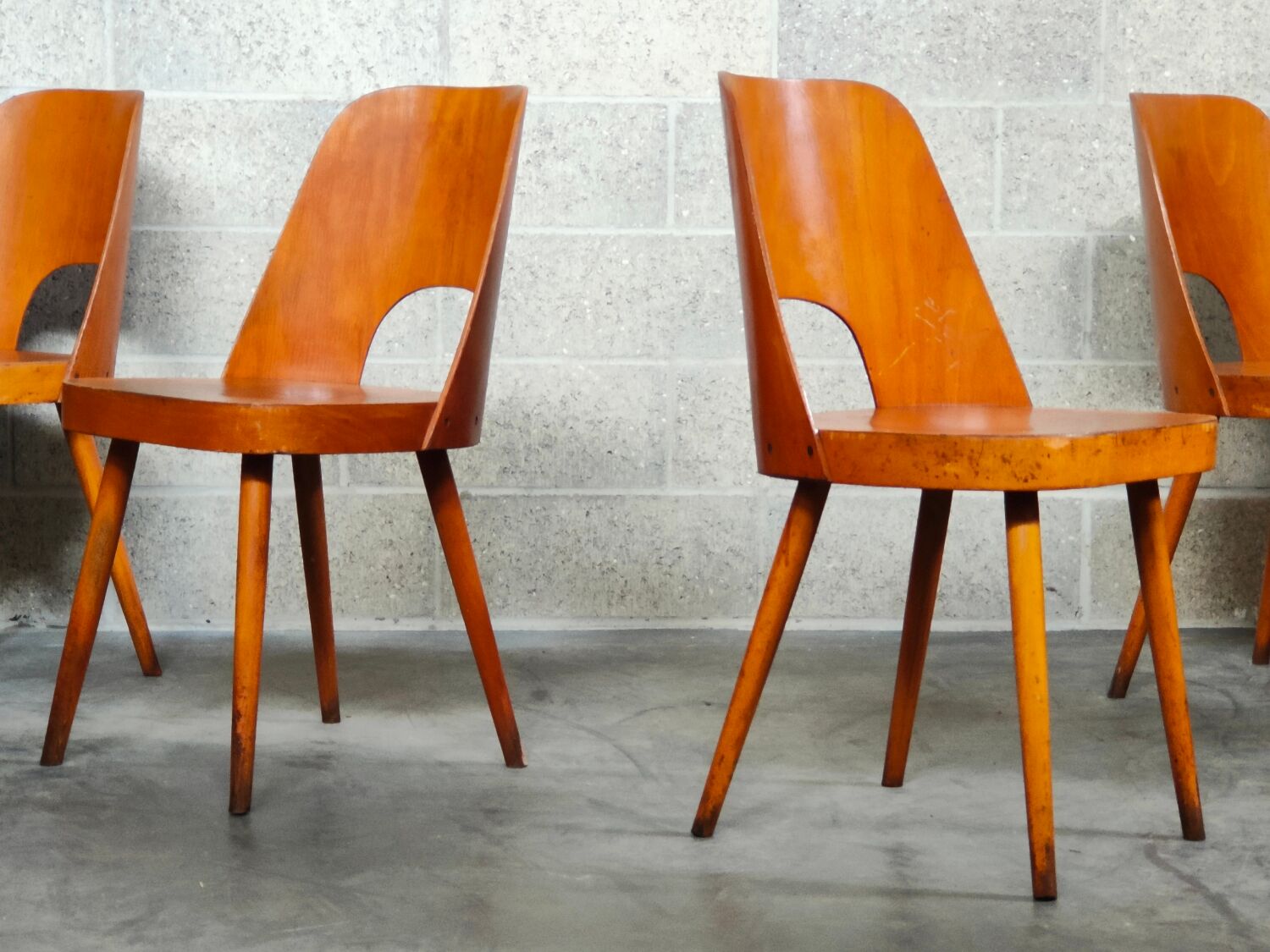 Suite of 4 chairs 515 by Oswald Haerdtl for TON