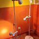Pair of Italian multi-adjustable floor lamps with 2 spotlights, 1970s