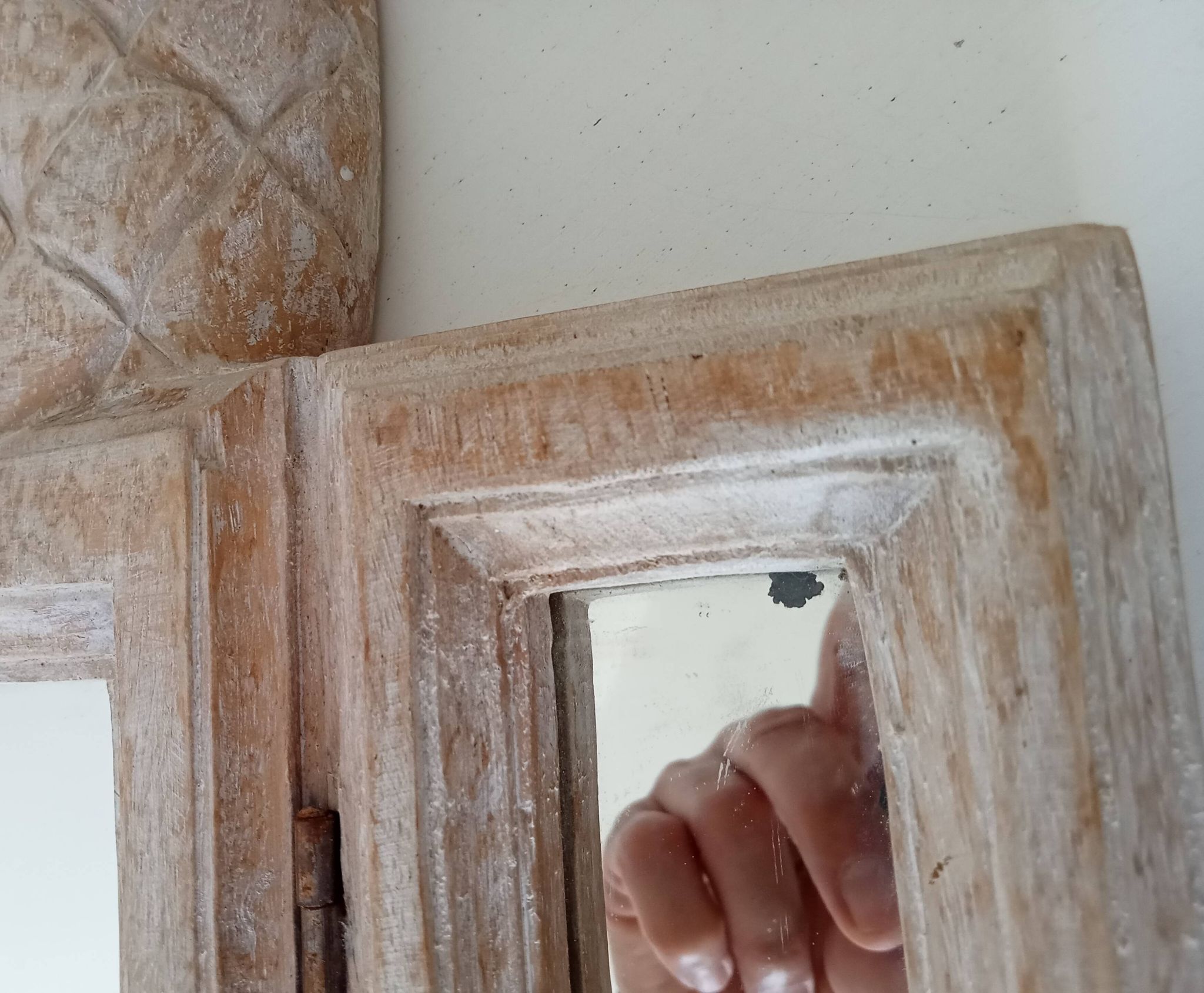 Miroir triptyque Art déco Ananas en bois sculpté