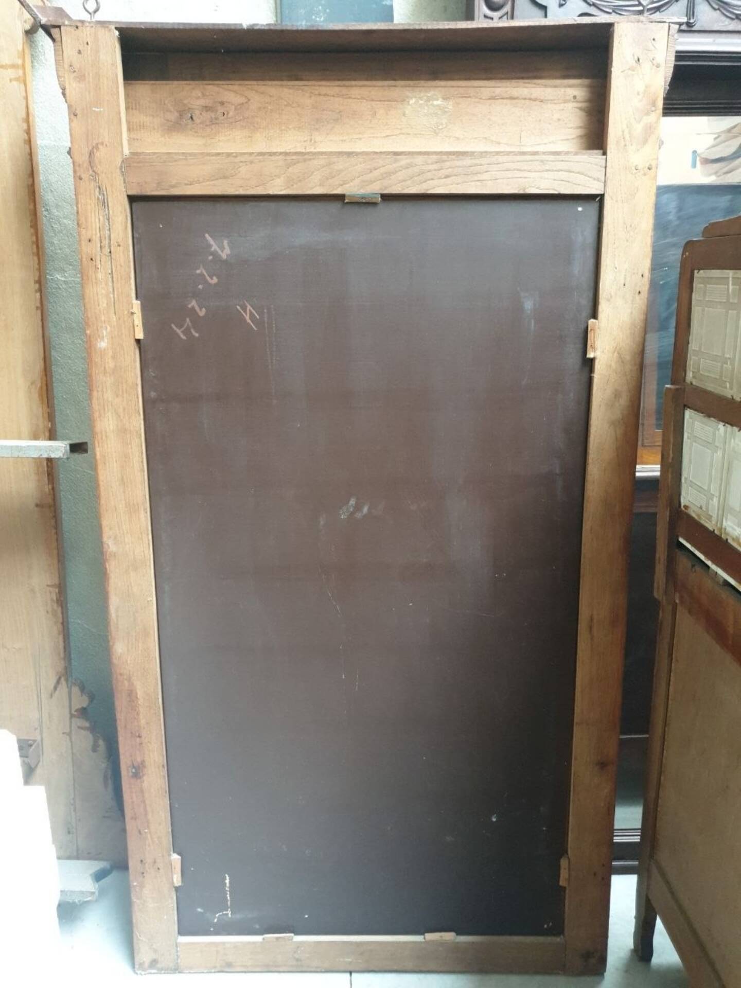 Miroir biseauté style Henri II en chêne 95x154cm