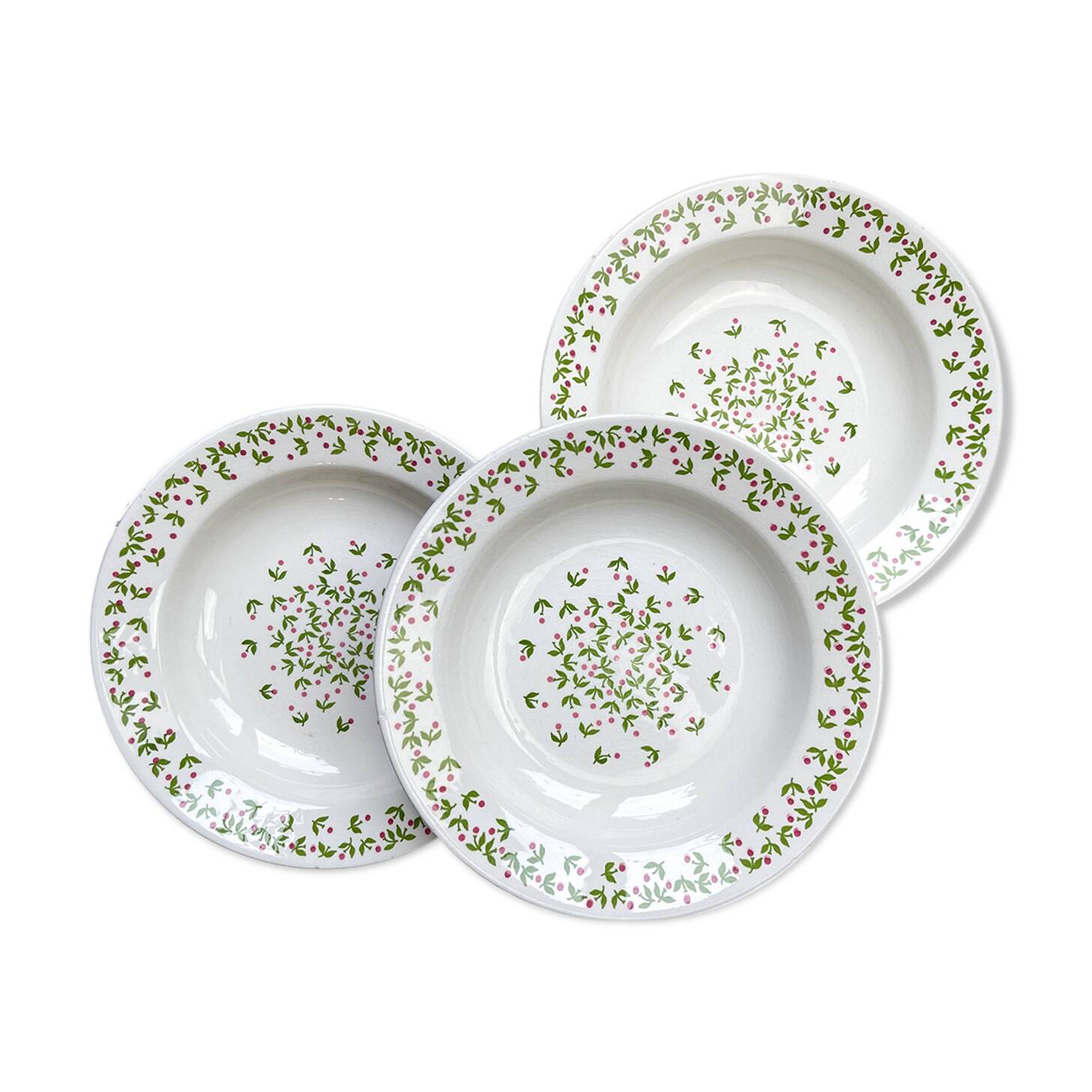 Deep plates Ironstone Italian Giovanni Valdarno pattern green red