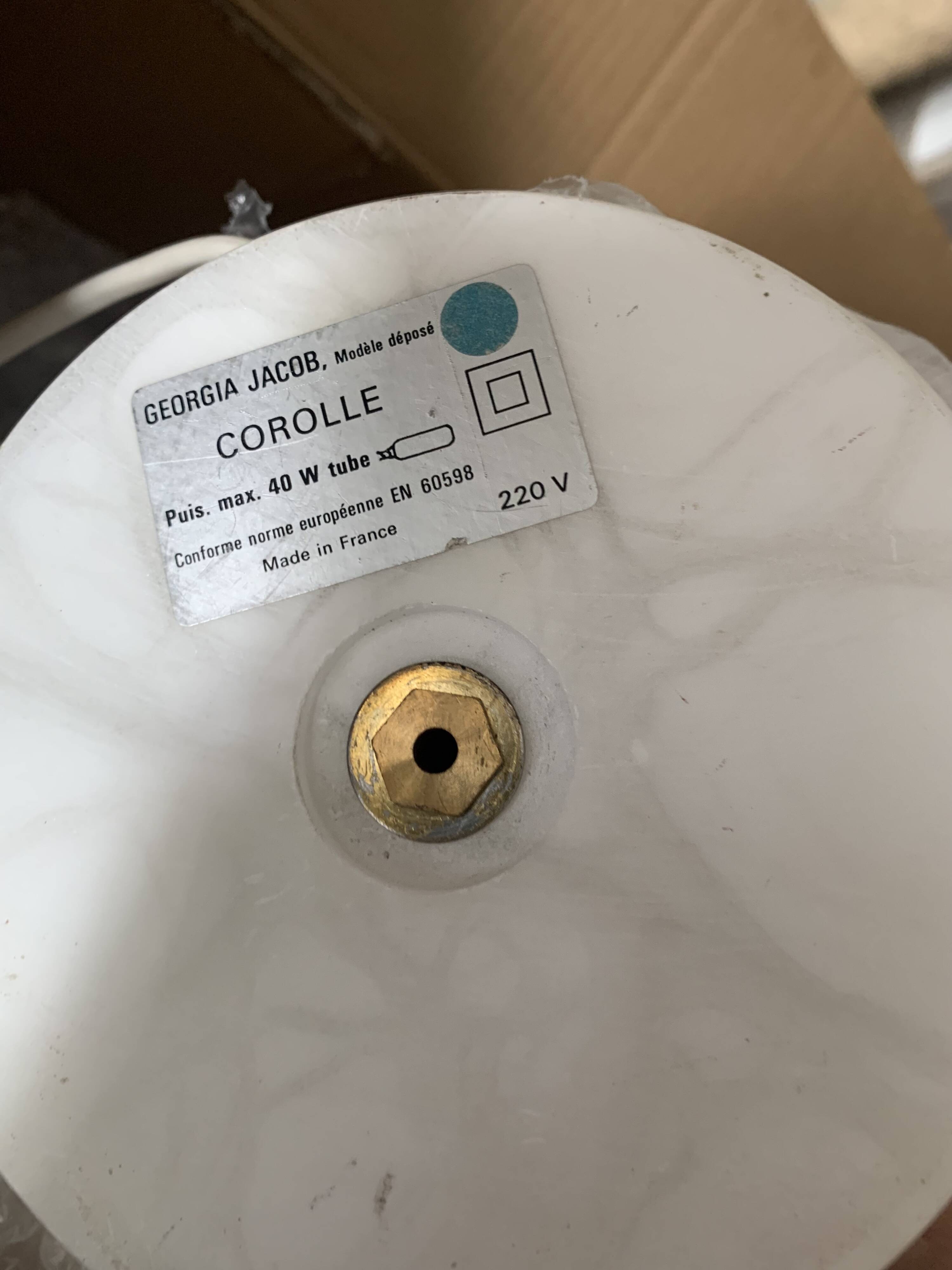Vintage 1970 Georgia Jacob Corolle lamp, yellow flave - 51 cm