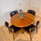 Table à manger ronde extensible en teck, années 1960