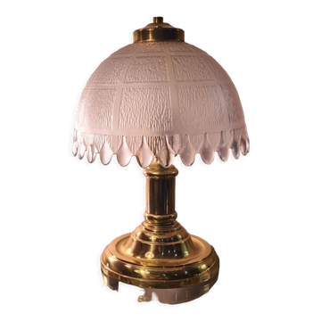 Delux lamp 1970 A 80 gold chrome ,,,,,and molded glass 31x22 very good condition