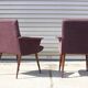 Paire de fauteuils vintage pied compas velours violet 1950s