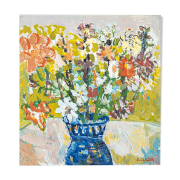Fleurs de printemps, huile sur toile, 57 x 61 cm