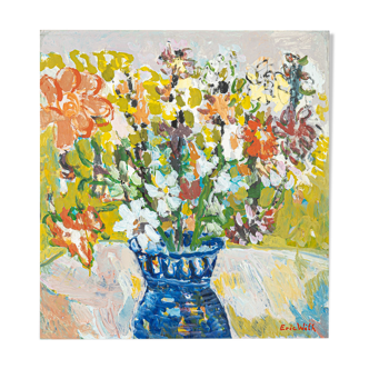 Fleurs de printemps, huile sur toile, 57 x 61 cm