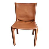 Bellini style brown leather zipped chair, Italian design