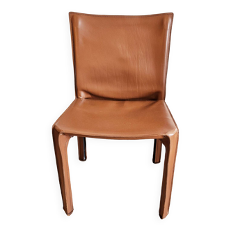 Chaise en cuir marron zippé style Bellini design italien