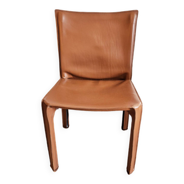 Chaise en cuir marron zippé style Bellini design italien
