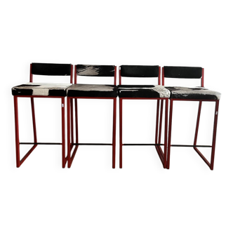 Set of 4 'Cowskin' stools (seat height 66cm)
