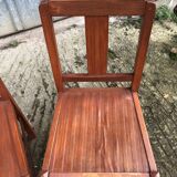 6 René Gabriel chairs from the reconstruction period in beech and plywood.