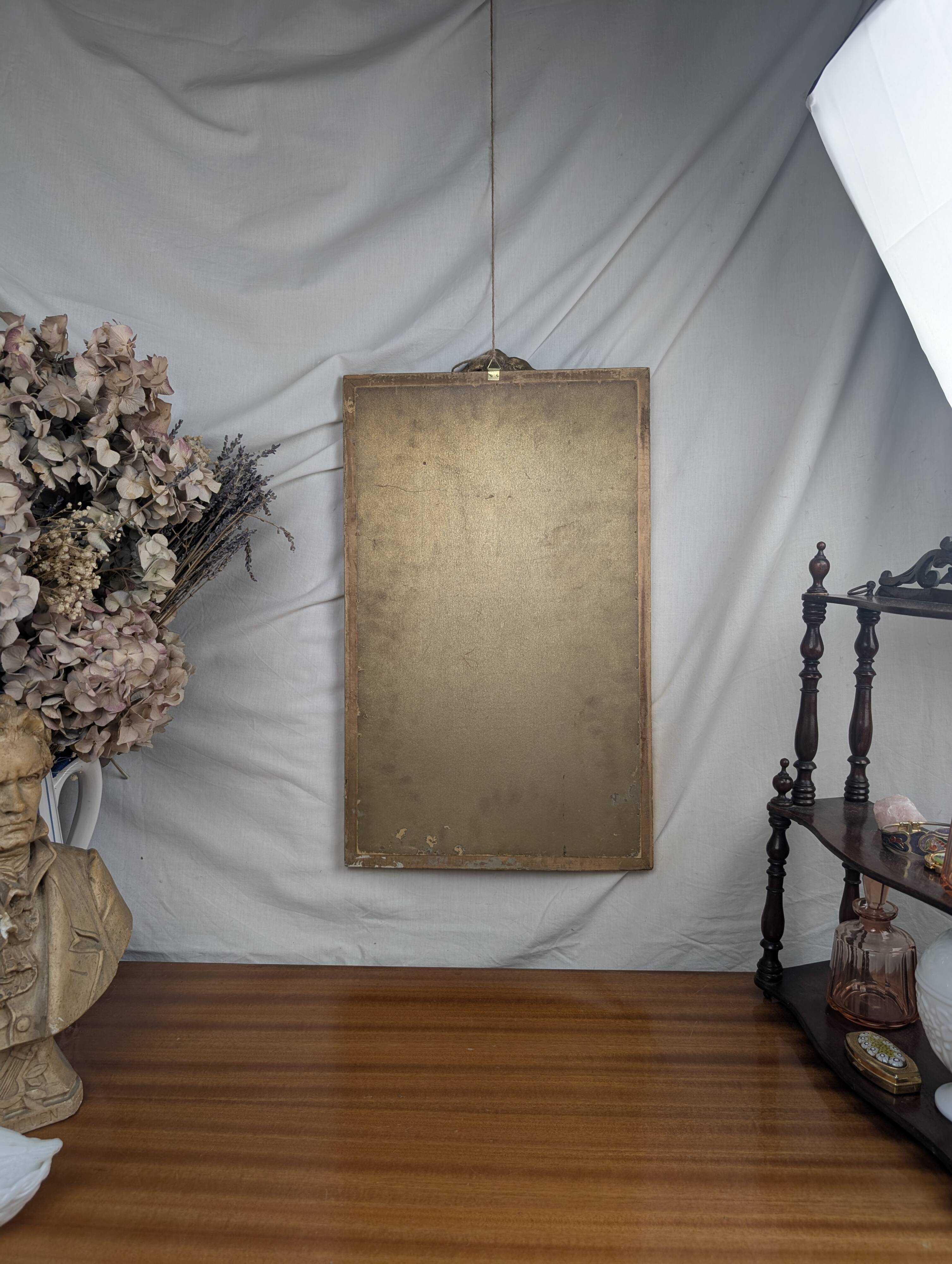 Golden Wall Mirror 57x33 Rococo Style, Louis XV in Wood and Stucco Vintage 50s
