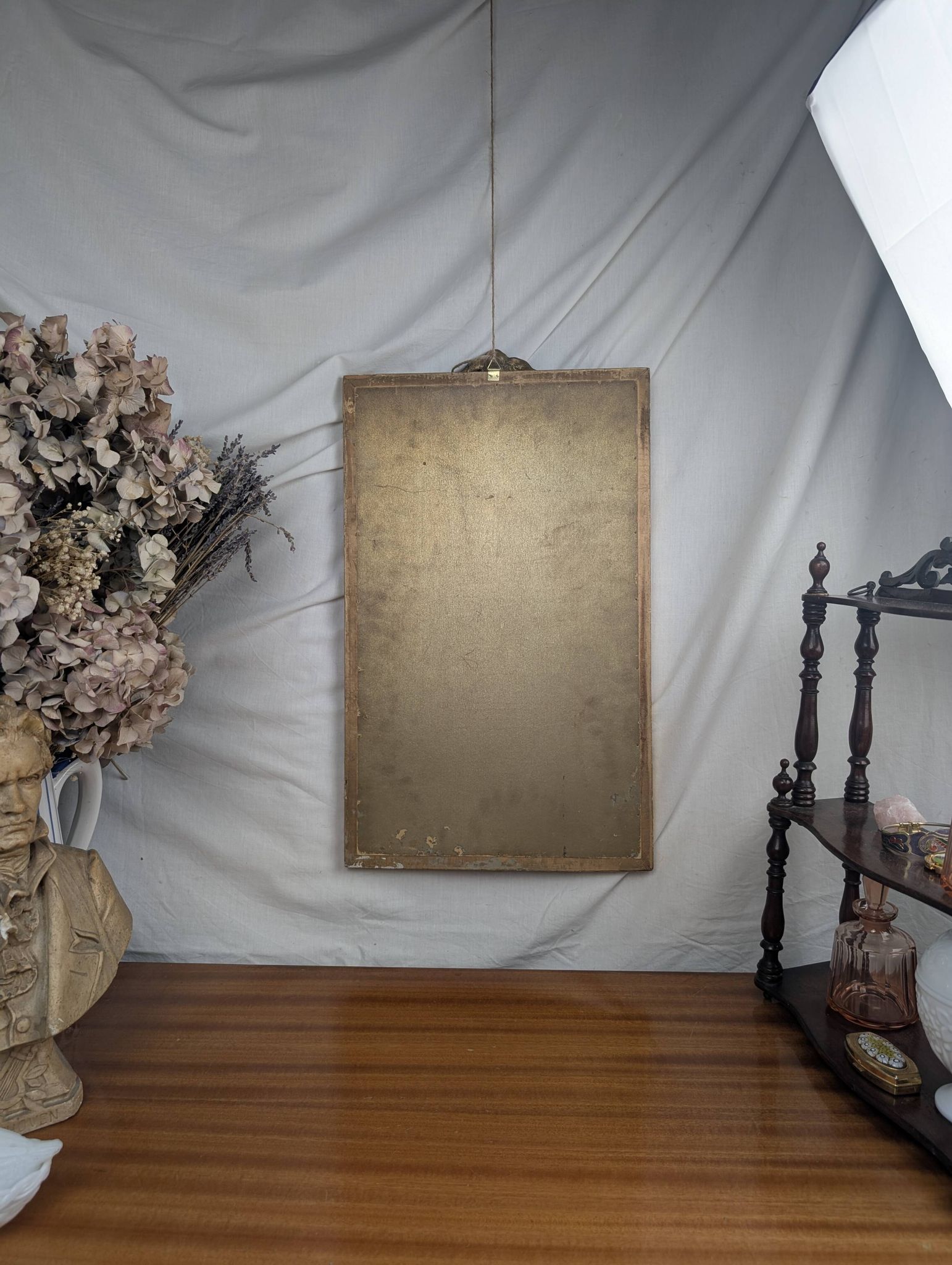 Golden Wall Mirror 57x33 Rococo Style, Louis XV in Wood and Stucco Vintage 50s