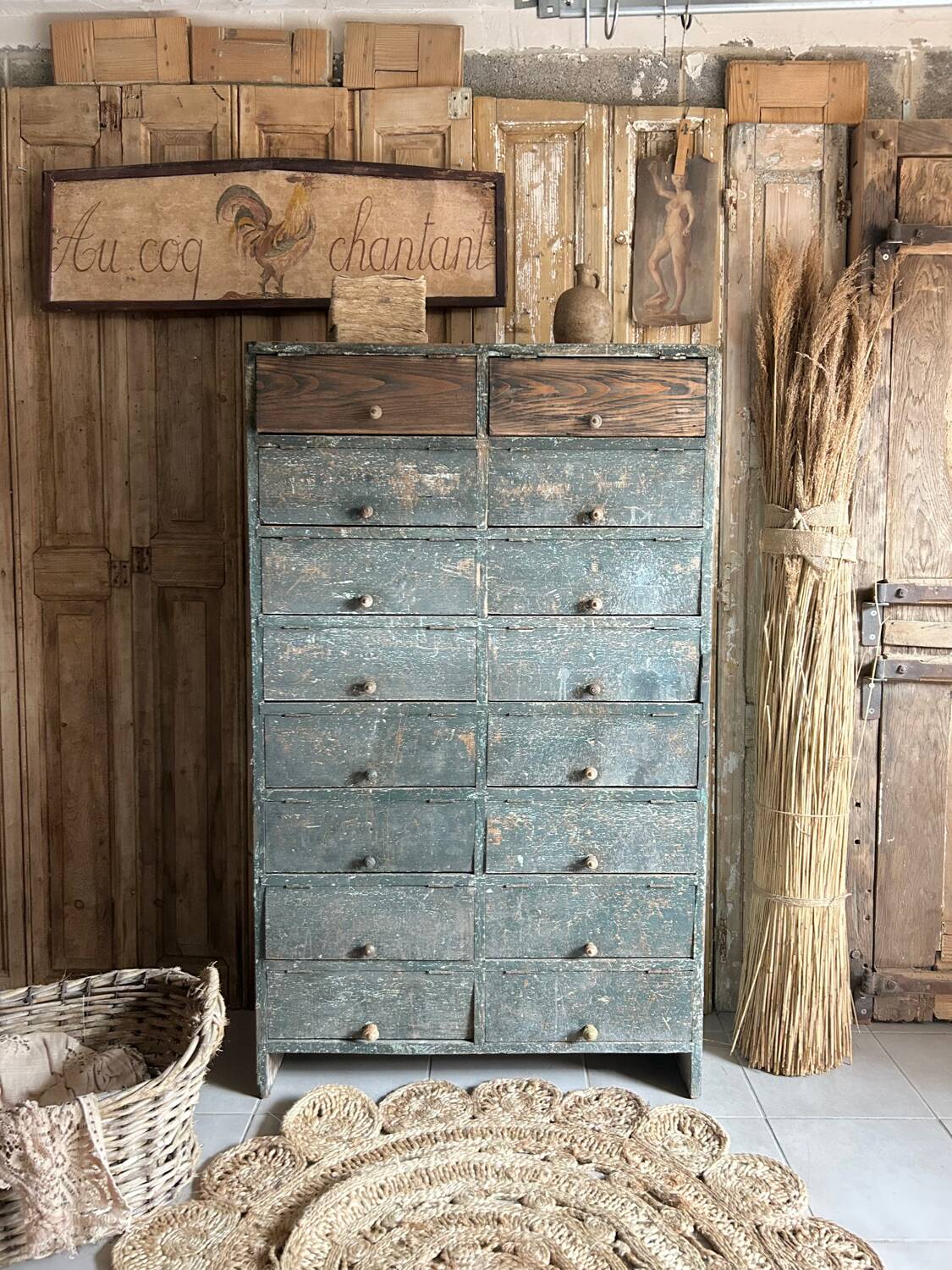 Old patinated flap cabinet