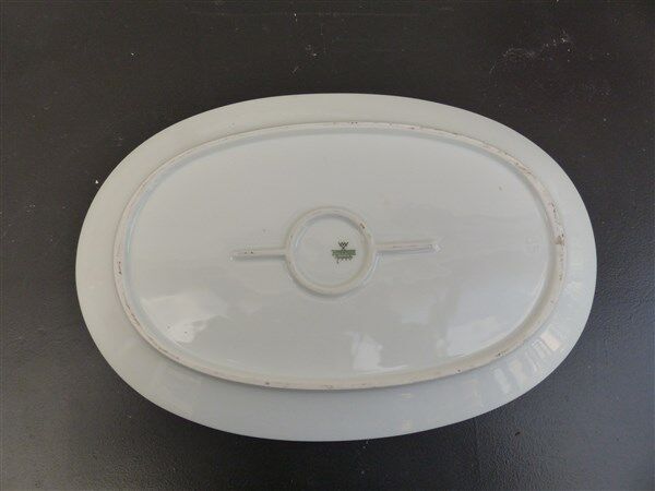 Vintage oval dish decorated with orange flowers 70s