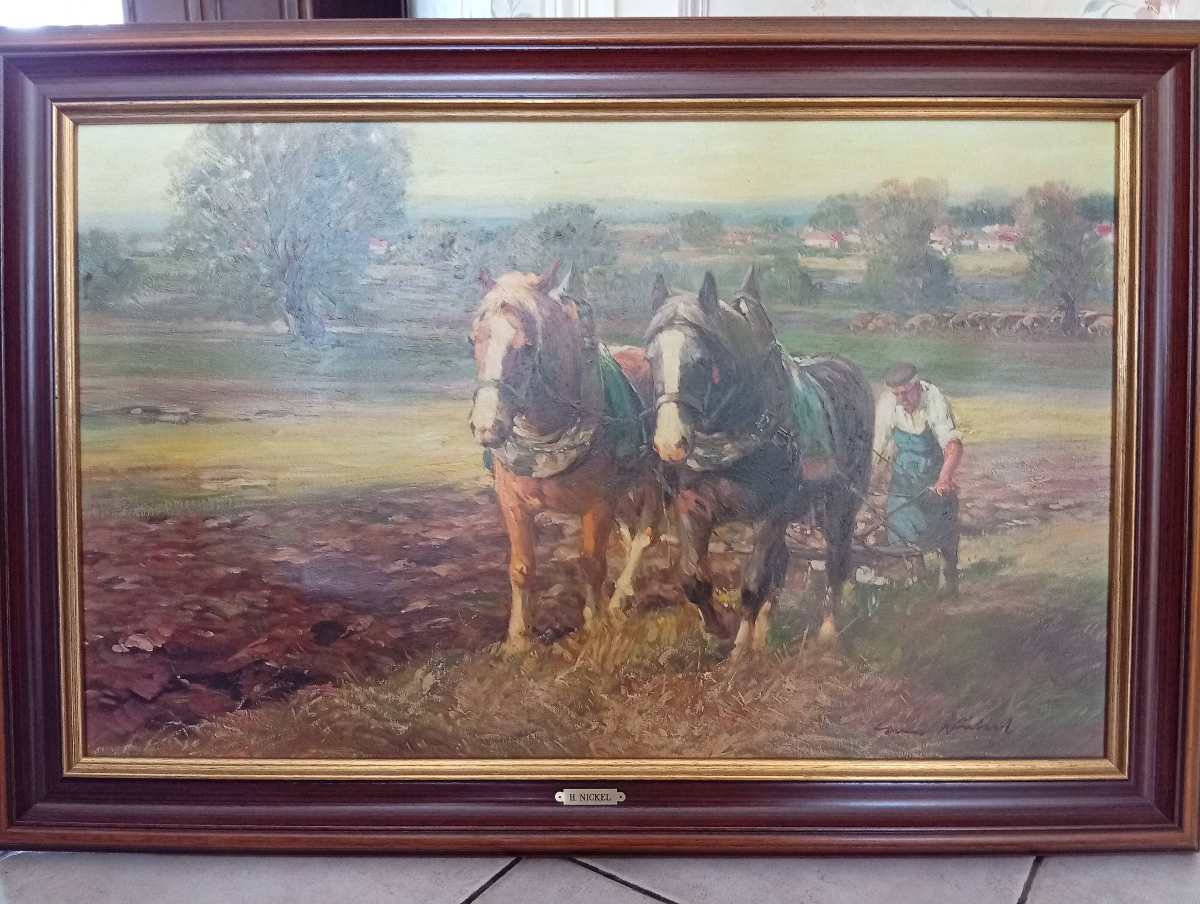 Painting in reproduction of a large-format ploughman