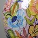 Vintage Portuguese vase in glazed terracotta with hand-painted floral decoration.