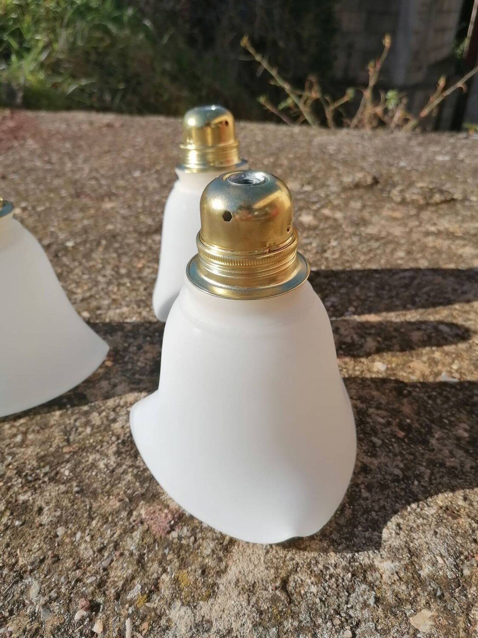 Lot de 3 tulipes baladeuses suspensions vintage en verre