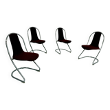 Set of 4 tubular chairs, Italian design, 70s vintage, Cantilever