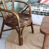 Vintage 1970s bamboo and rattan leaf armchair