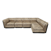 Pierre Cardin modular sofa in silk and lacquered wood, 1970