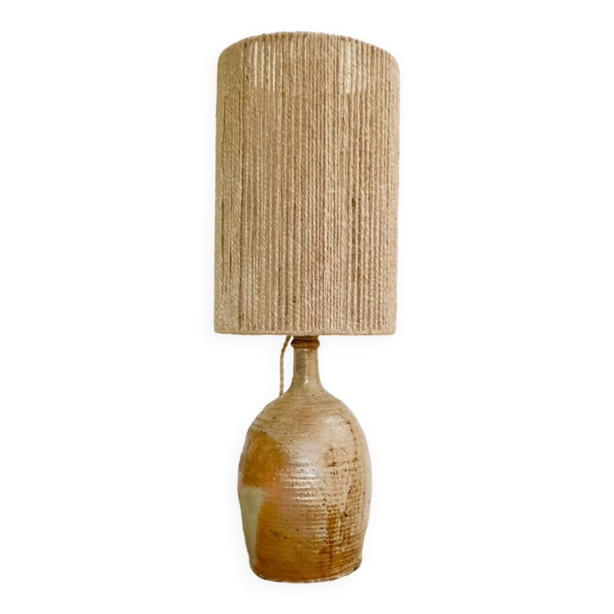 Large sandstone and rope lamp