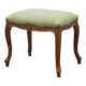 Louis XV stool with carved floral apron and original damask upholstery