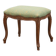 Louis XV stool with carved floral apron and original damask upholstery