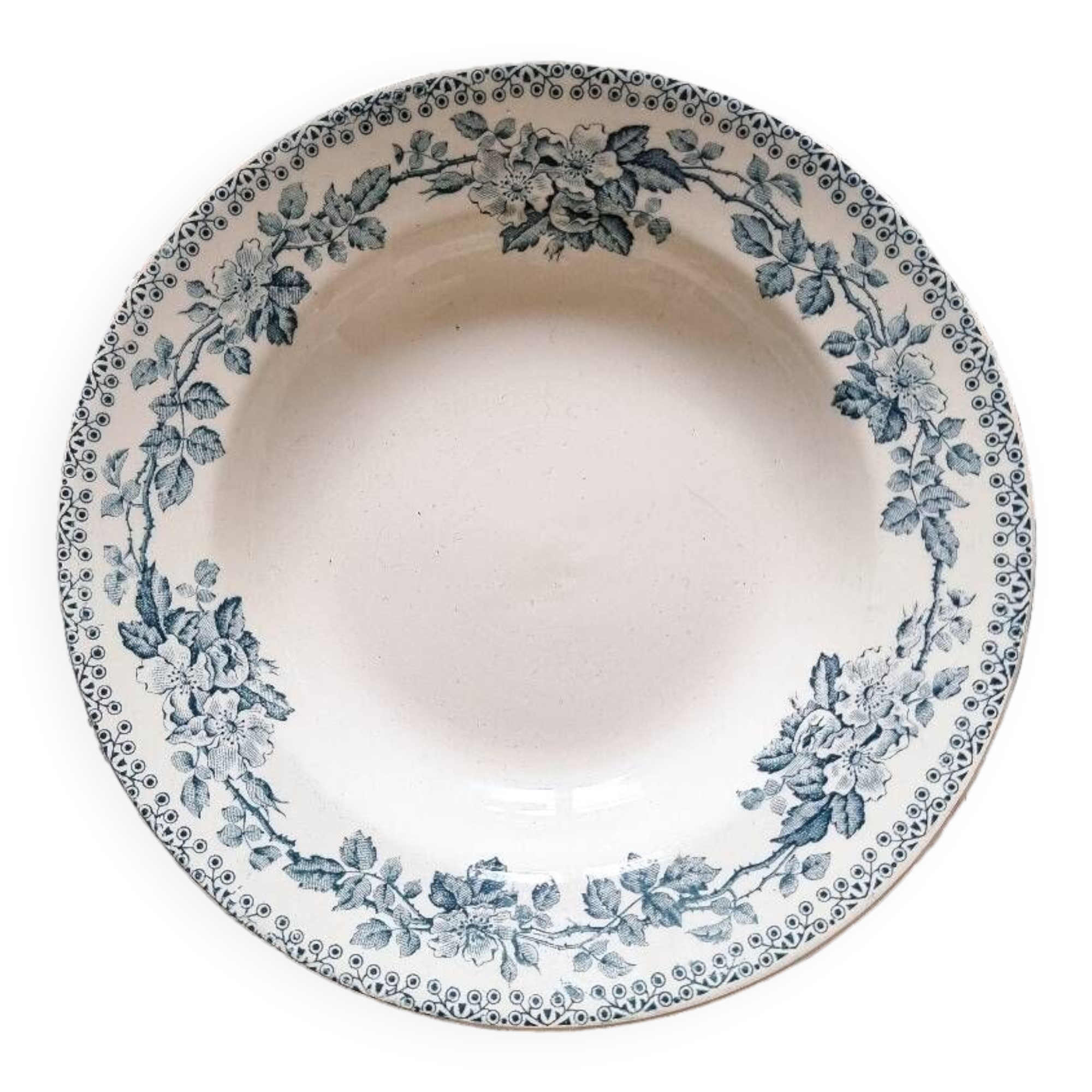 Assiette creuse en terre de fer, Saint Amand, modèle Guadeloupe