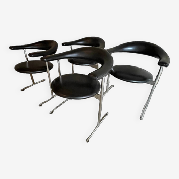 Set de 4 chaises "Airport Model 037" par Geoffrey Harcourt pour Hans Kaufeld, 1960s