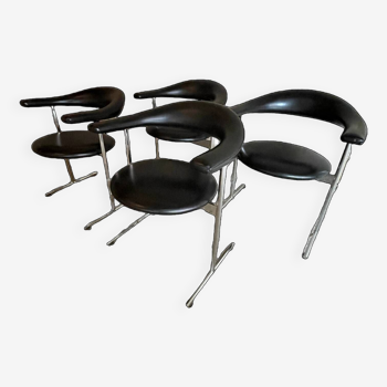 Set of 4 "Airport Model 037" chairs by Geoffrey Harcourt for Hans Kaufeld, 1960s