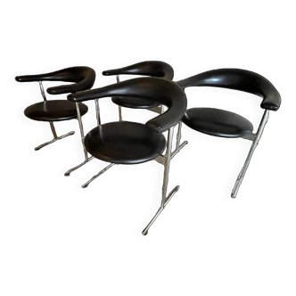 Set of 4 "Airport Model 037" chairs by Geoffrey Harcourt for Hans Kaufeld, 1960s