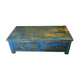 Table basse bleue 2 tiroirs massive ancien bois teck