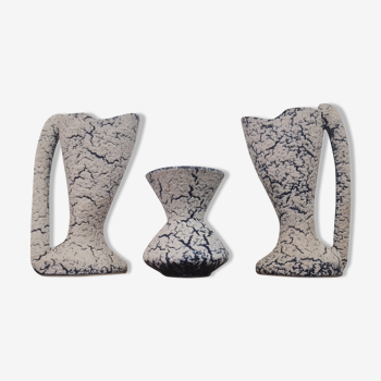 3 ceramic vases "Snow sandstone" France